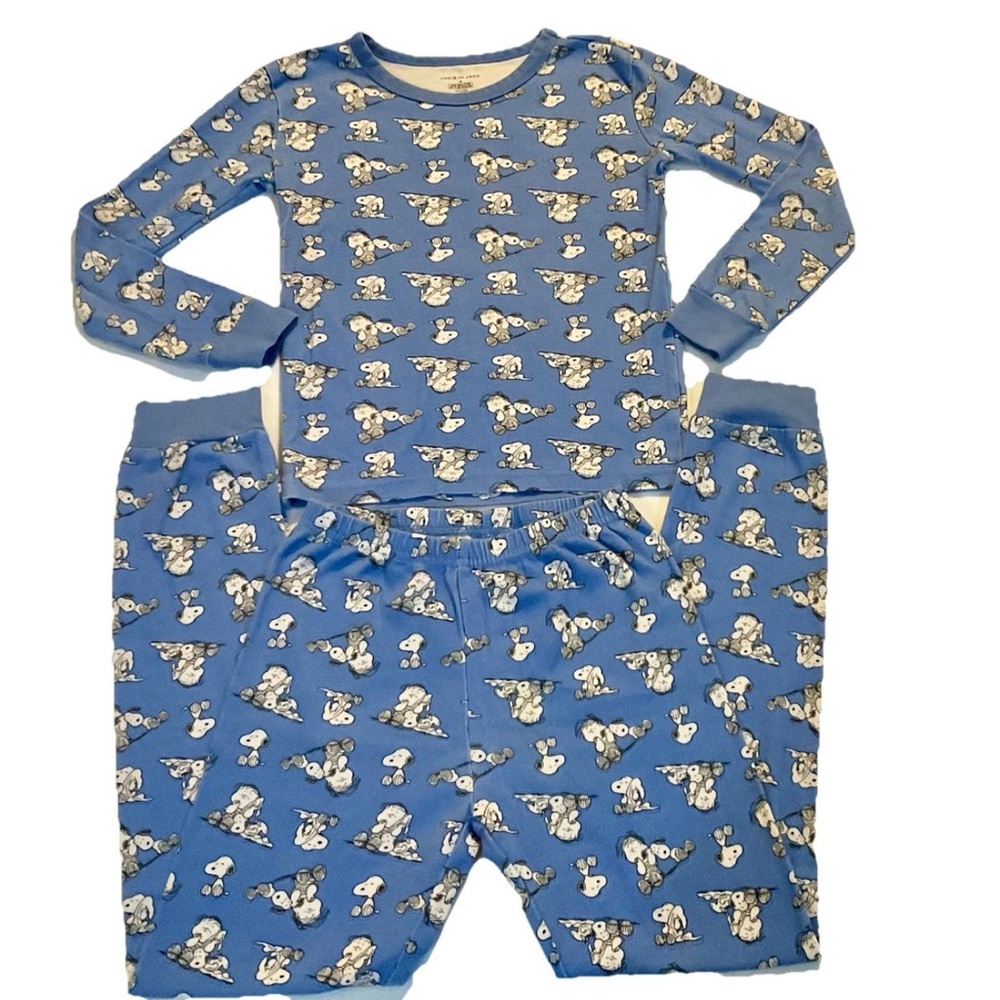 Janie and Jack Blue Pajamas PJs Linus Snoopy Peanuts 7
